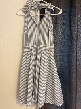 bailey blue Sleeveless Blue and White Striped Midi Dress